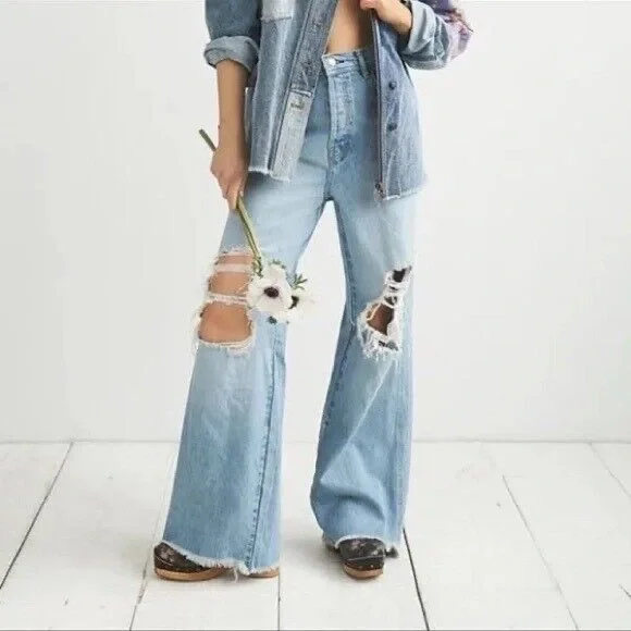 Free People Ollie Extreme Wide Leg Jeans - Picture 2 of 12